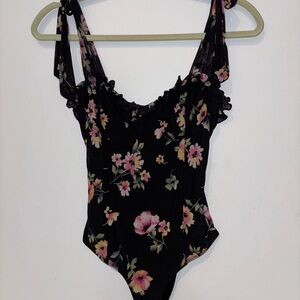 Forever 21 Black Floral Bodysuit